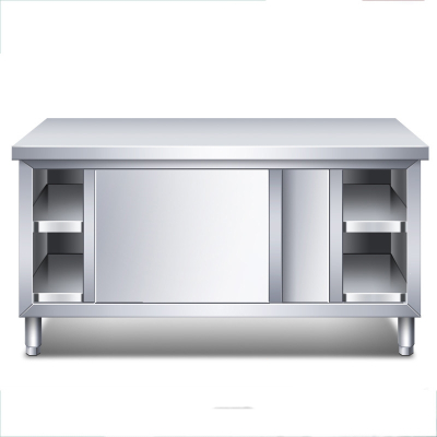闪电客不锈钢家用拉门工作台厨房桌子打荷操作台切菜商用台面案板柜