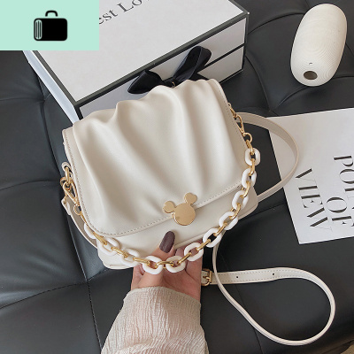 网红女士小包包2020新款潮夏季时尚手拎斜挎包百搭ins褶皱水桶包NEW LAKE女斜挎包