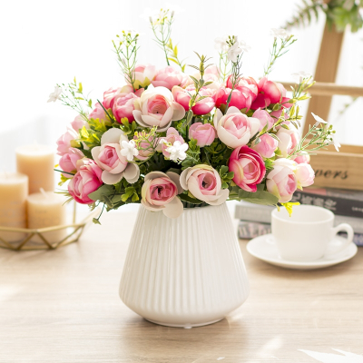 法耐花艺摆件家里假花装饰客厅茶几上的摆花一对结婚摆设仿真干花