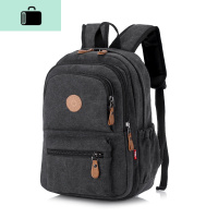 韩版多功能旅行小背包女休闲运动帆布双肩包男女潮复古户外旅游包NEW LAKE 黑灰色