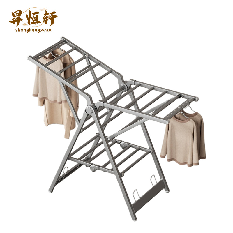 折叠晾衣架落地室内阳台折叠移动晒被子铝合金家用挂晾衣杆 晾衣架 1.6m 个