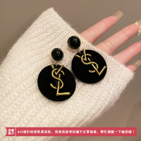 法式优雅复古早秋新款耳环女植绒银针夸张几何时髦潮耳钉个性耳饰