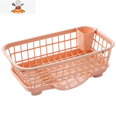 带筷笼碗碟收纳架家用可拆卸放碗盘沥水架厨房塑料餐具架子 敬平 粉色