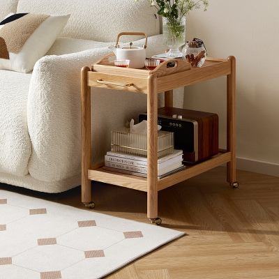 全友家居客厅小茶几实木沙发边柜可移动卧室床头柜餐厅置物架