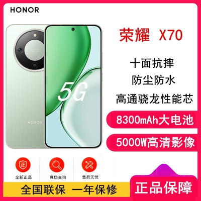 [全新]荣耀X70 竹韵青 12GB+256GB 5G双卡 5000W高清影像 第四代骁龙6芯 NFC 120Hz智能手