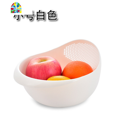 创意厨房洗米筛家用淘米盆塑料沥水篮洗菜篮大小多功能 FENGHOU 蓝色大号+蓝色小号