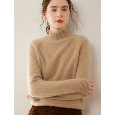 山羊绒衫女半高领三股重磅加厚宽松软糯亲肤针织衫打底毛衣