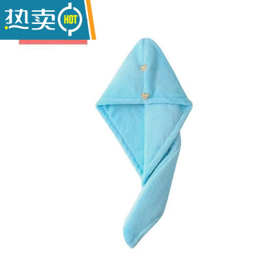 敬平干发帽吸水洗头发浴帽毛巾包头女加厚成人长发擦头巾器速干 蓝色[1条]双层加厚