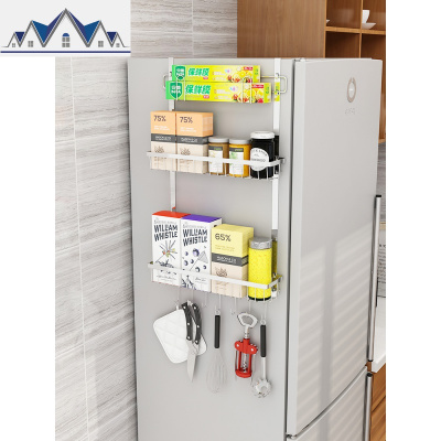 304不锈钢免打孔厨房冰箱置物架侧挂架侧边调料架挂件收纳架 三维工匠