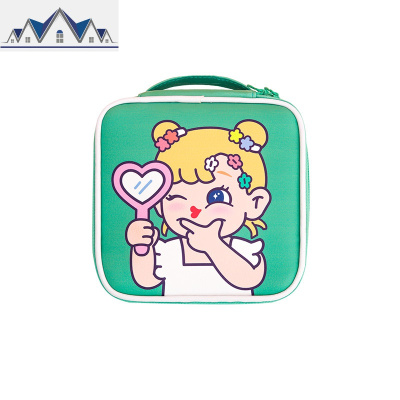 milkoy棒棒女孩化妆包 方形卡通可爱收纳包少女心便携粉嫩手提包 三维工匠