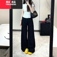 YIBUSHENG美式高街黑色低腰西装裤女季新款宽松阔腿垂感百搭直筒休闲裤子