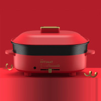 都市太太樱缇美涮烤锅电火锅家用多功能料理锅电烤炉火锅蒸煮炒煎涮烤一体电煮锅