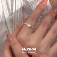 925纯银链条爱心戒指女指环小众设计尾戒学生个性简约时尚送女朋友老婆情人节七夕生日礼物