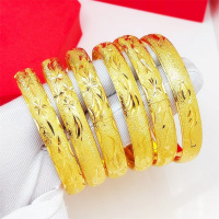 经典仿黄金满天星10N卡扣手镯女镀金仿沙金实心镯子结婚婚庆饰品送女朋友老婆情人节七夕生日礼物