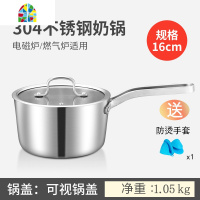 304不锈钢奶锅汤锅家用加厚辅食锅面锅小锅煮面不粘锅电磁炉 FENGHOU 双耳汤锅(24CM304钢盖)