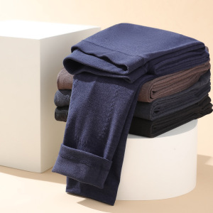 男士护膝羊毛蚕丝保暖裤温变护腰内穿贴身打底裤男款加肥加大秋裤