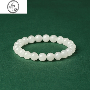 JiMi故宫和田玉手串女新疆羊脂白玉石手链珠子水晶生日礼物送妈妈