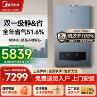 美的 壁挂炉天然气冷凝式燃气一级能效家用采暖炉 暖气片地暖 沐浴供暖两用智控LL1PBD24-R53 24kw一级能效