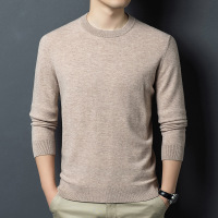 360g100%纯羊毛男士羊毛衫秋冬新款全羊毛圆领纯色打底毛衣男