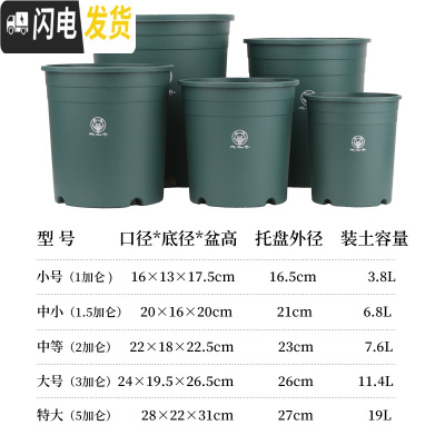 三维工匠加仑盆二代加厚塑料树脂多肉绿萝家用阳台种花月季盆栽控根大花盆 [3个装]绿色(单花盆) 中小花盆容器