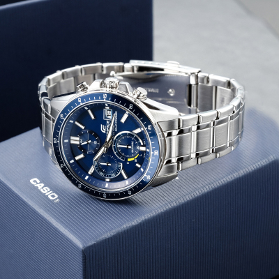 卡西欧旗舰店手表男正品Edifice限量商务休闲黑暗之心蓝宝石镜面皮/钢带日韩石英表 男 男士表EFS-S510