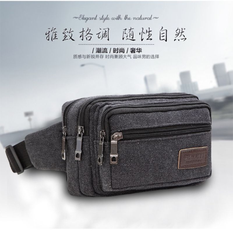 苏宁宜品&一禾亼物新款帆布休闲斜跨包干活多功能斜跨包耐磨大容量收银包YH801 颜色随机