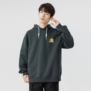 男装休闲连帽卫衣男秋冬新款韩版潮牌青少年星星印花套头卫衣