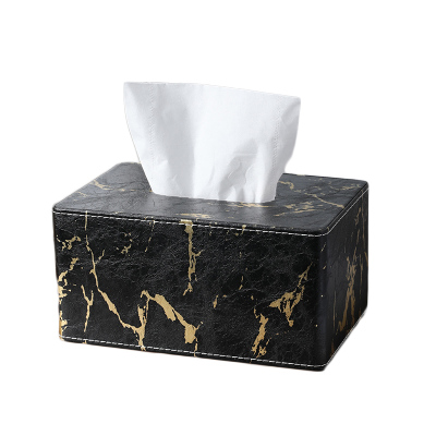 抽纸盒家用客厅创意北欧纸巾盒家用餐巾纸盒卧室桌面简约纸抽盒-黑色金丝纹-小号