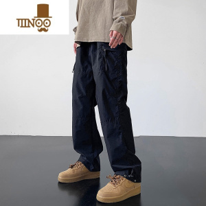 YANXU初中高中学生13岁男孩帅气休闲裤子男款大童15青少年工装裤