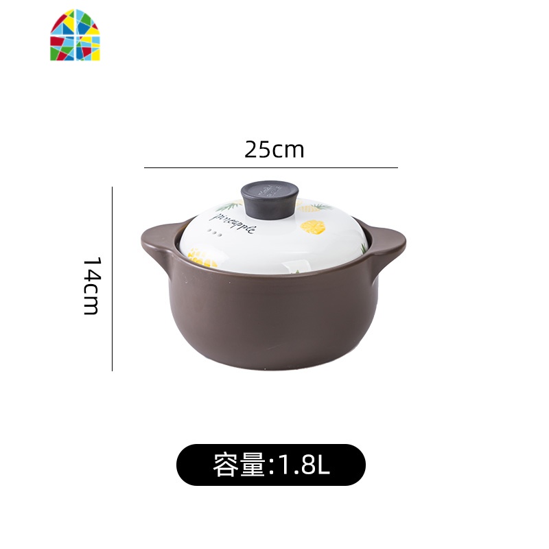 砂锅煲汤家用炖锅燃气小沙锅明火可高温瓦罐大号汤锅煤气灶专用 FENGHOU 菠萝4.0升(适用4-8人)