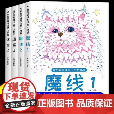 儿童控笔魔线专注力训练左右脑开发思维训练书迷宫书籍幼儿园高难度小学生2-3一6-7-8-10岁以上儿童益智游戏早教书数字