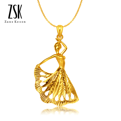 原创设计-ZSK珠宝黄金吊坠女时尚挂坠项坠女茜茜公主-C女款公主黄金吊坠足金999吊坠黄金饰品计价工费60元小版2.57克