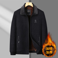 年冬装爸爸装加绒加厚雪尼尔外套保暖男士中年冬款加绒夹克_1