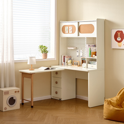 全友家居儿童书架桌柜一体带搭台洞洞板储物收纳学习桌青少年写字桌