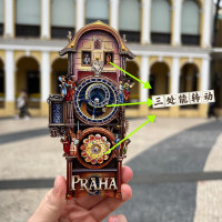 维诺亚布拉格广场天文钟齿轮转动冰箱贴