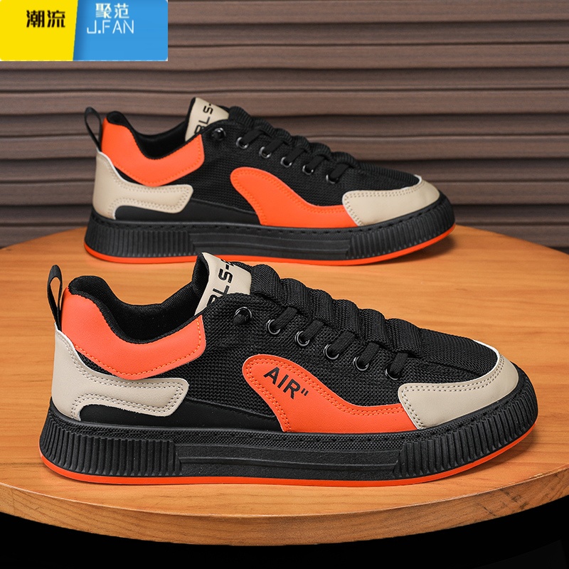 聚范男鞋2024春季网红新款透气一脚蹬厨房工作鞋上班夏季帆布板鞋