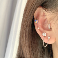 jda韩国进口饰品AB折射彩光兔耳朵丘比特耳骨钉旋转堵单只送女朋友老婆情人节七夕生日礼物