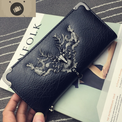 2019新款潮流钱包长款拉链青年手拿潮钱夹男士青少年个性创意皮夹艾狄伊娃手拿包男