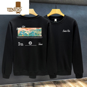 YANXU潮牌艺术画设计感印花卫衣男2023年新款宽松百搭简约圆领上衣