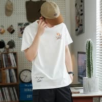 [1.5折价40元]唐狮夏季新款纯棉短袖t恤男潮休闲宽松圆领上衣打底衫半袖