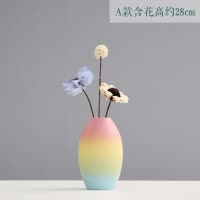 彩虹花器餐桌花瓶摆件陶瓷小花瓶鲜花干花花插家居水培装饰品陶罐 三维工匠 清新系一组带礼盒