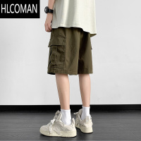 HLCOMAN短裤男夏季潮流美式军绿色工装裤薄款宽松五分裤休闲直筒裤子