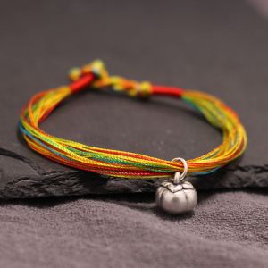 非遗手工编织银饰手串925纯银复古简约民族风饰品转运五彩绳手链送女朋友老婆情人节七夕生日礼物