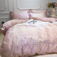 美帮汇天丝四件套欧式冰丝夏季全棉全棉丝绸床单被套床上用品三件套
