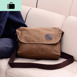 包包男斜挎包休闲帆布单肩包时尚韩版潮简约百搭商务男包2019新款NEW LAKE男士斜挎包