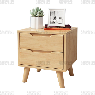 洛泰远 LTY4030702 实木床头柜简约床边柜子收纳柜储物柜 斜脚双抽款