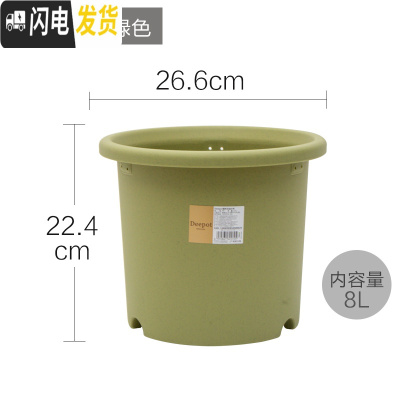 三维工匠彩色Deepot深型月季铁线莲花盆树脂花盆塑料加仑花盆 8号浅绿直径约26.6厘米 中等花盆容器