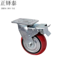 正铎泰 聚氨酯 耐磨 带刹车万向轮 6寸150mm/个