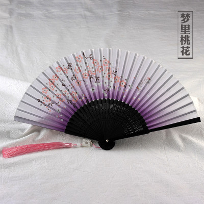 汉服扇子女古风折扇中国风折叠扇夏季女式古装流苏便携表演舞蹈扇三维工匠梦里桃花