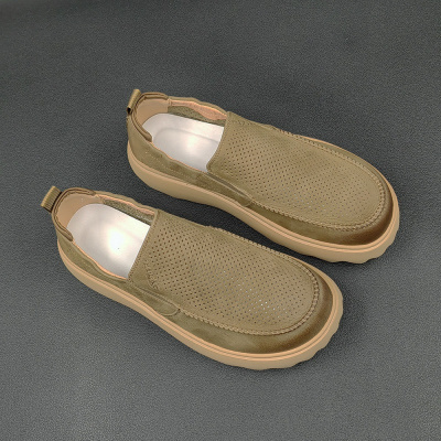 男士夏季镂空透气休闲鞋歪头萌丑芒果鞋百搭厚底增高鞋欧洲站潮鞋